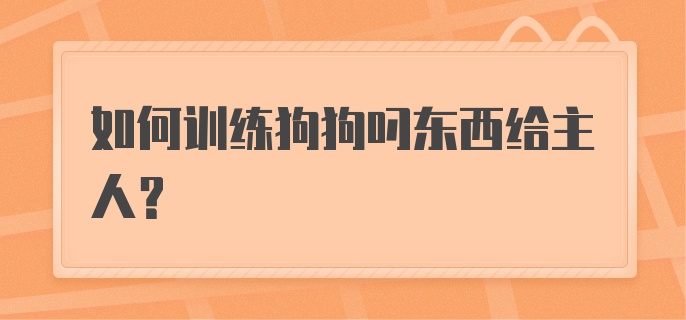 如何训练狗狗叼东西给主人？