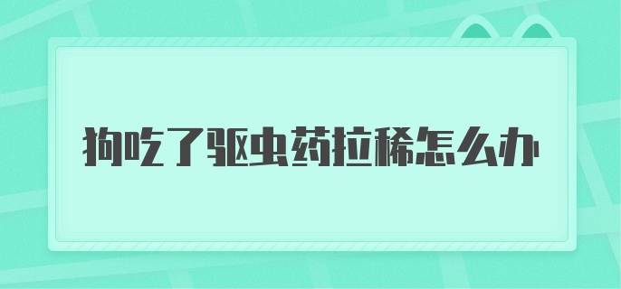 狗吃了驱虫药拉稀怎么办