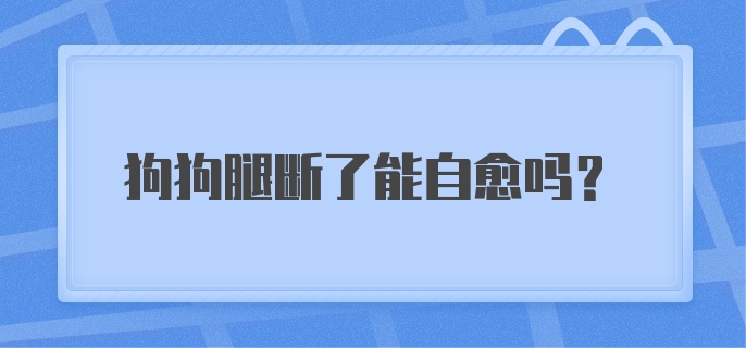 狗狗腿断了能自愈吗？