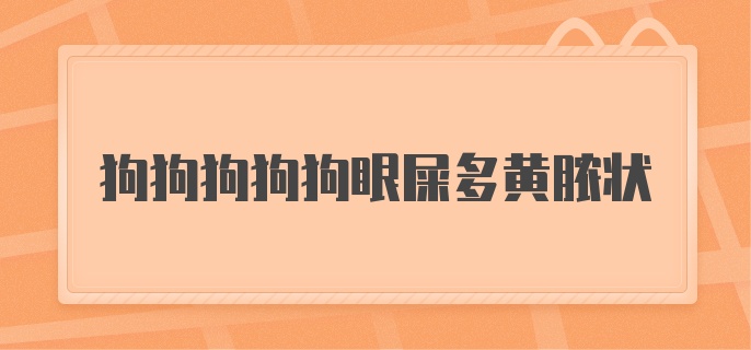 狗狗狗狗狗眼屎多黄脓状