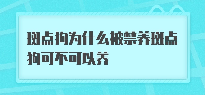 斑点狗为什么被禁养斑点狗可不可以养