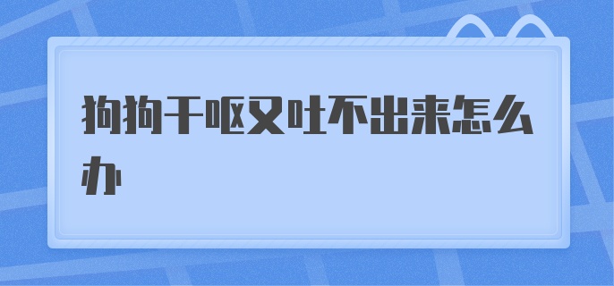 狗狗干呕又吐不出来怎么办