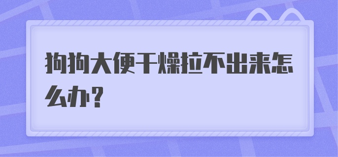 狗狗大便干燥拉不出来怎么办？