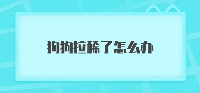 狗狗拉稀了怎么办