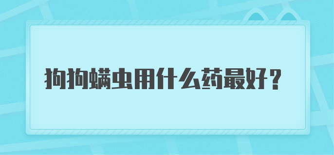 狗狗螨虫用什么药最好？