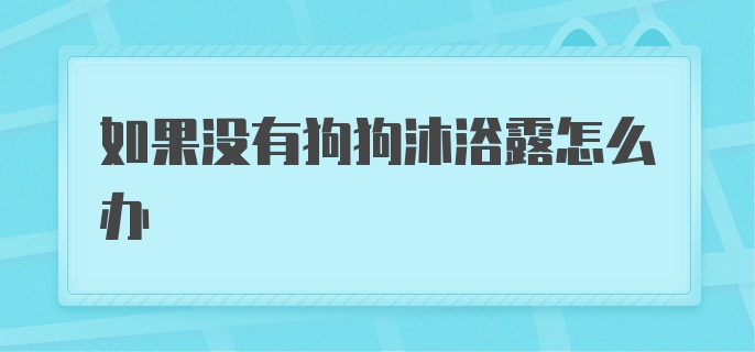 如果没有狗狗沐浴露怎么办