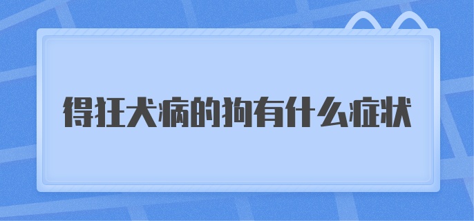 得狂犬病的狗有什么症状