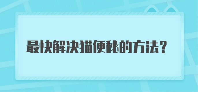 最快解决猫便秘的方法？