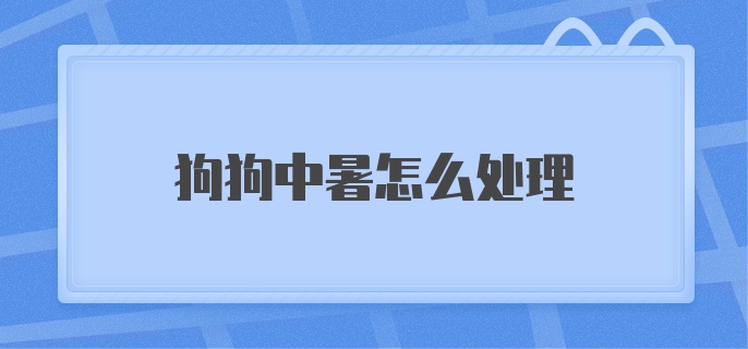 狗狗中暑怎么处理