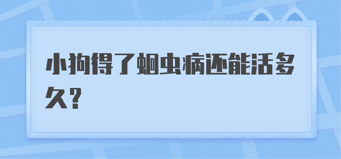 小狗得了蛔虫病还能活多久?