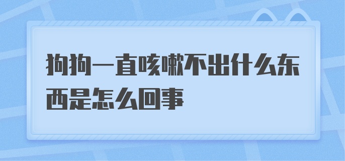 狗狗一直咳嗽不出什么东西是怎么回事