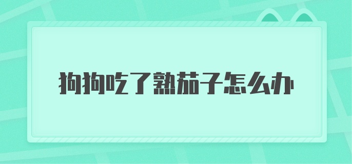 狗狗吃了熟茄子怎么办