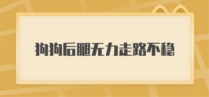 狗狗后腿无力走路不稳