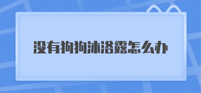 没有狗狗沐浴露怎么办