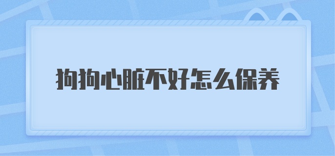 狗狗心脏不好怎么保养