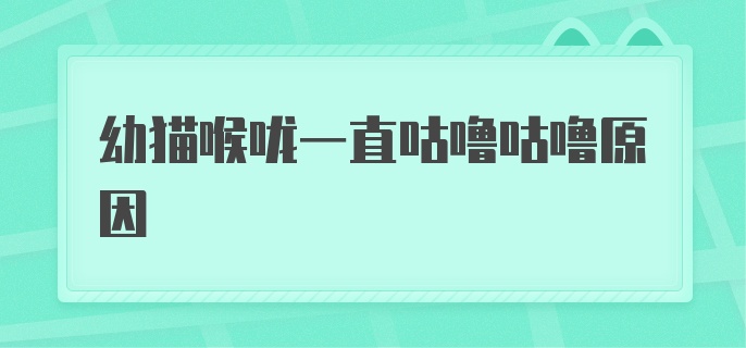 幼猫喉咙一直咕噜咕噜原因