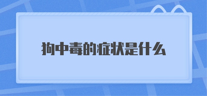 狗中毒的症状是什么