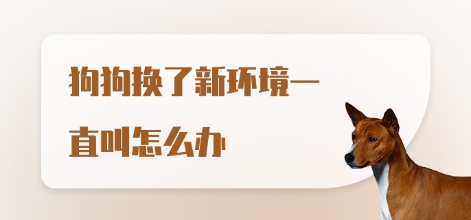 狗狗换了新环境一直叫怎么办