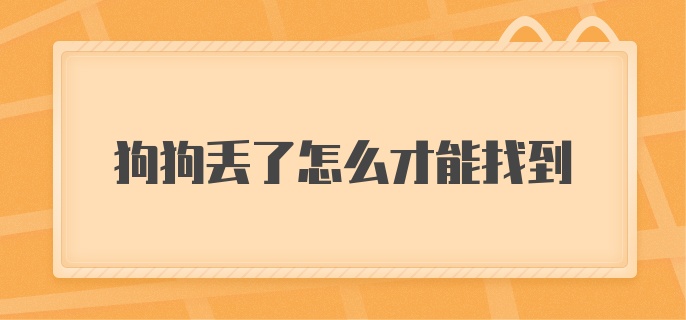 狗狗丢了怎么才能找到