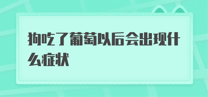 狗吃了葡萄以后会出现什么症状