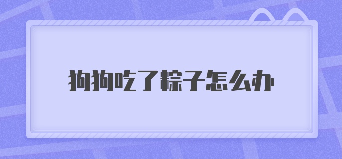 狗狗吃了粽子怎么办