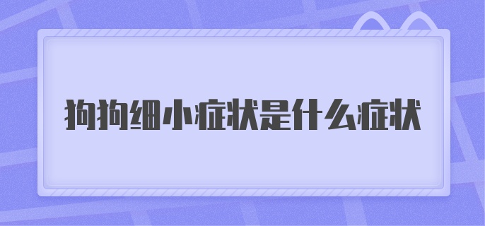 狗狗细小症状是什么症状