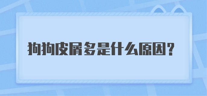 狗狗皮屑多是什么原因？