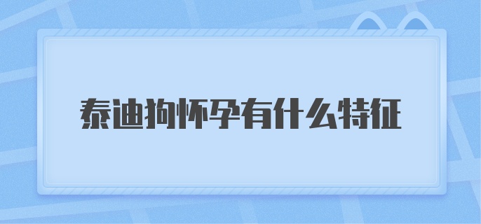 泰迪狗怀孕有什么特征