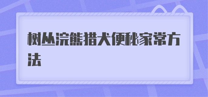 树丛浣熊猎犬便秘家常方法