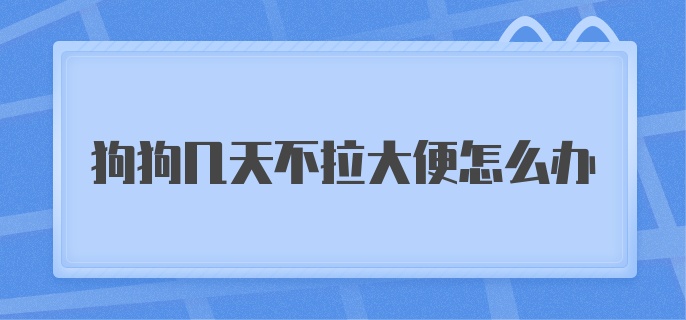 狗狗几天不拉大便怎么办