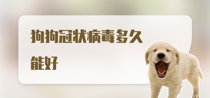 狗狗冠状病毒多久能好