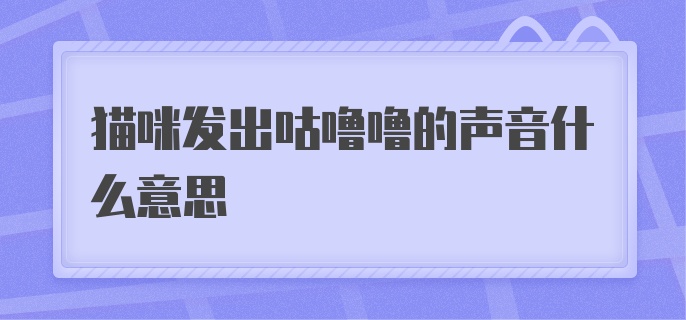 猫咪发出咕噜噜的声音什么意思