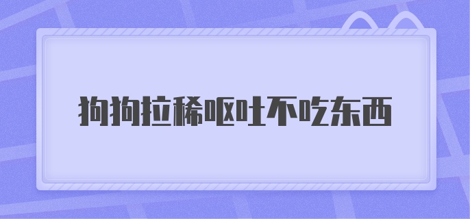 狗狗拉稀呕吐不吃东西