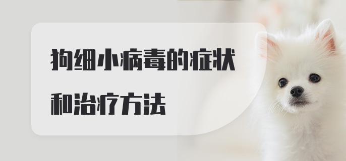 狗细小病毒的症状和治疗方法