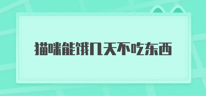 猫咪能饿几天不吃东西