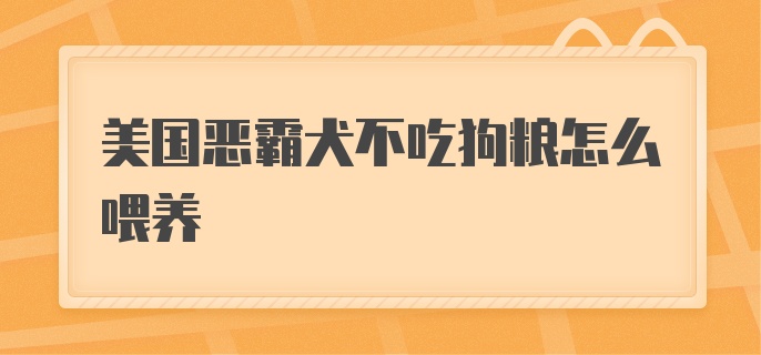 美国恶霸犬不吃狗粮怎么喂养