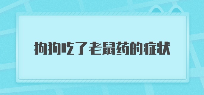 狗狗吃了老鼠药的症状