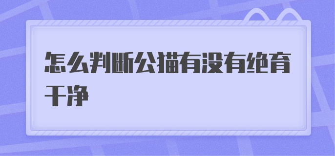 怎么判断公猫有没有绝育