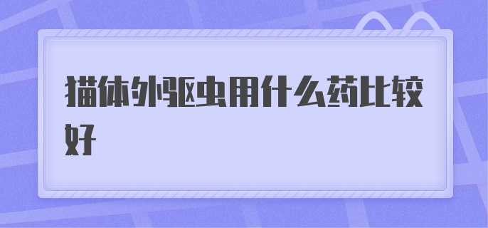 猫体外驱虫用什么药比较好