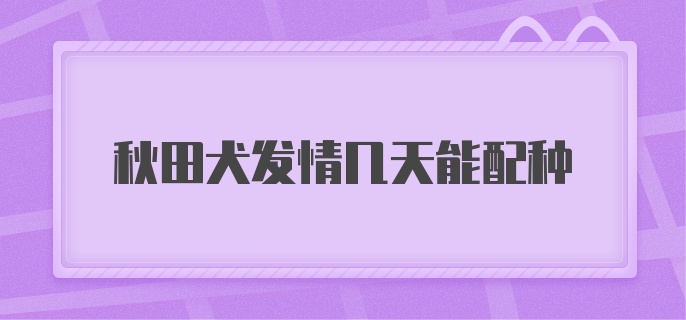 秋田犬发情几天能配种