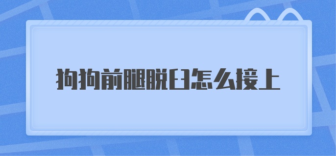 狗狗前腿脱臼怎么接上