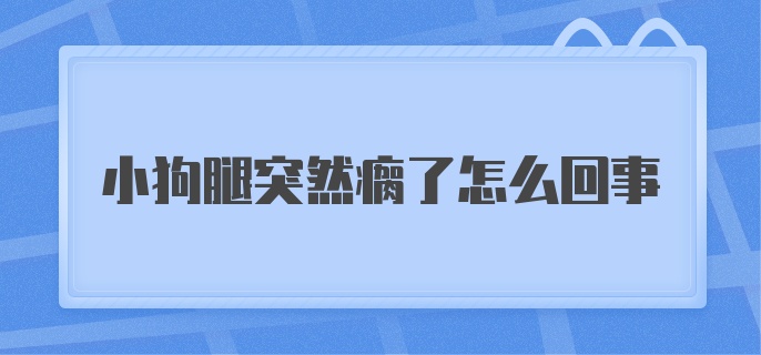 小狗腿突然瘸了怎么回事