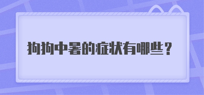 狗狗中暑的症状有哪些？