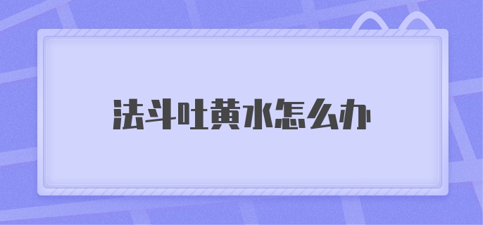 法斗吐黄水怎么办