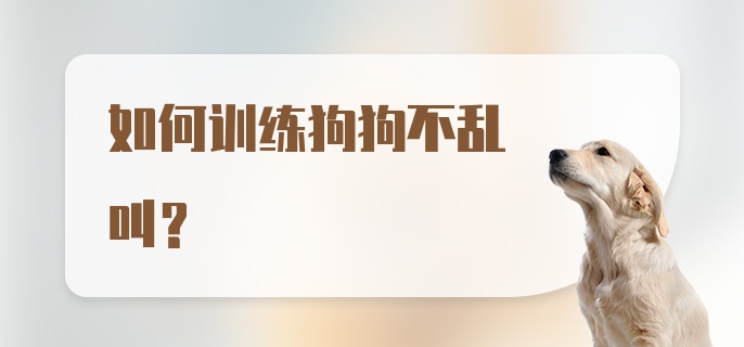 如何训练狗狗不乱叫？