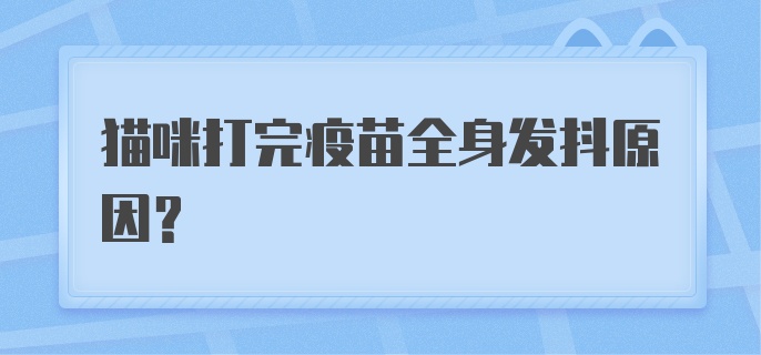 猫咪打完疫苗全身发抖原因？