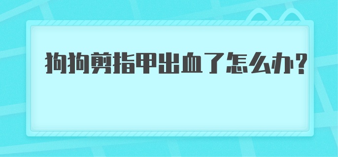 狗狗剪指甲出血了怎么办？