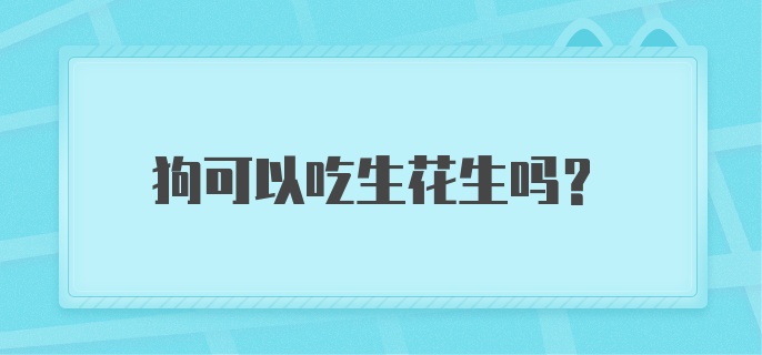 狗可以吃生花生吗？