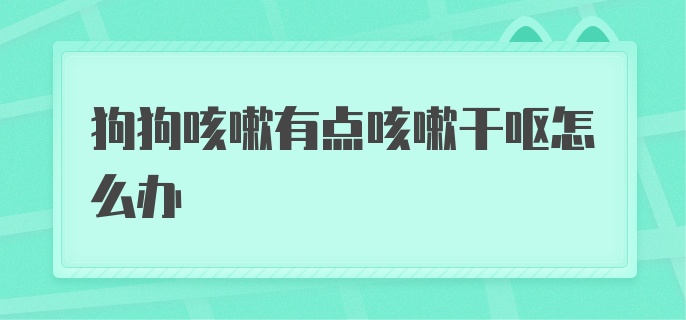 狗狗咳嗽有点咳嗽干呕怎么办