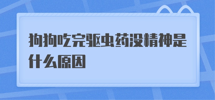 狗狗吃完驱虫药没精神是什么原因